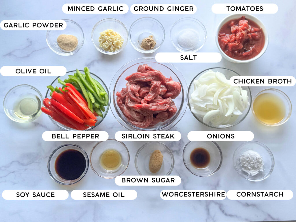photo of ingredients for slow cooker pepper steak