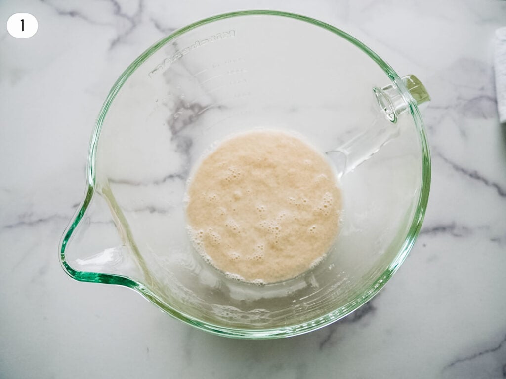 Step 1 - photo of active yeast coming into bloom