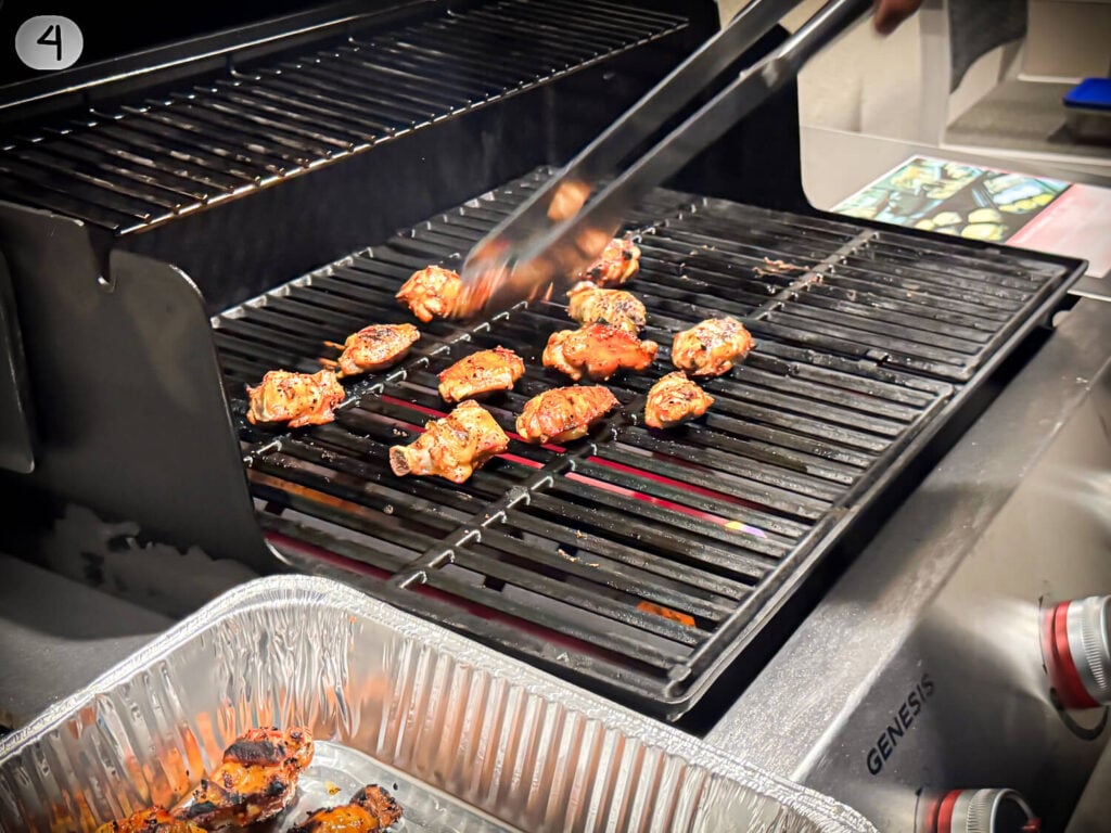 Plan for 20-25 minutes total, depending on grill heat and wing size.