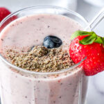 close up photo of a Strawberry Blueberry Smoothie
