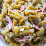 Close up photo of Southern Green Beans with meat