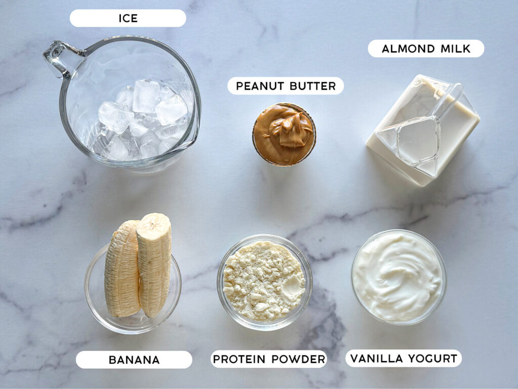 photo of ingredients to make a peanut butter smoothie