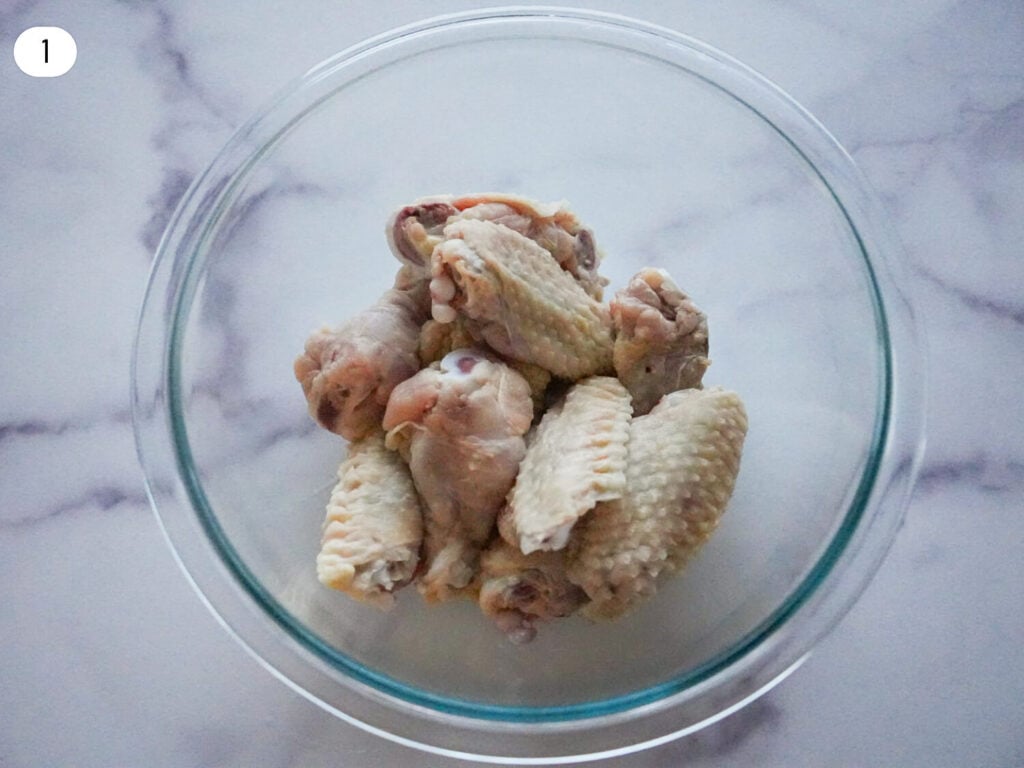 step 1 photo of cleaned and dried chicken wings