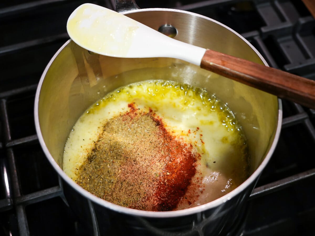 HERO photo of Lemon Garlic Butter Sauce in a sauce pan