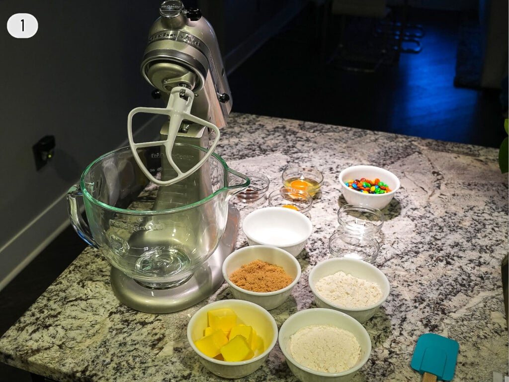 Step 1 photo to layout all ingredients before baking