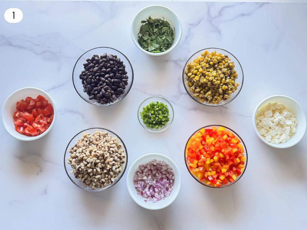 Step One Photo showing chopped ingredients