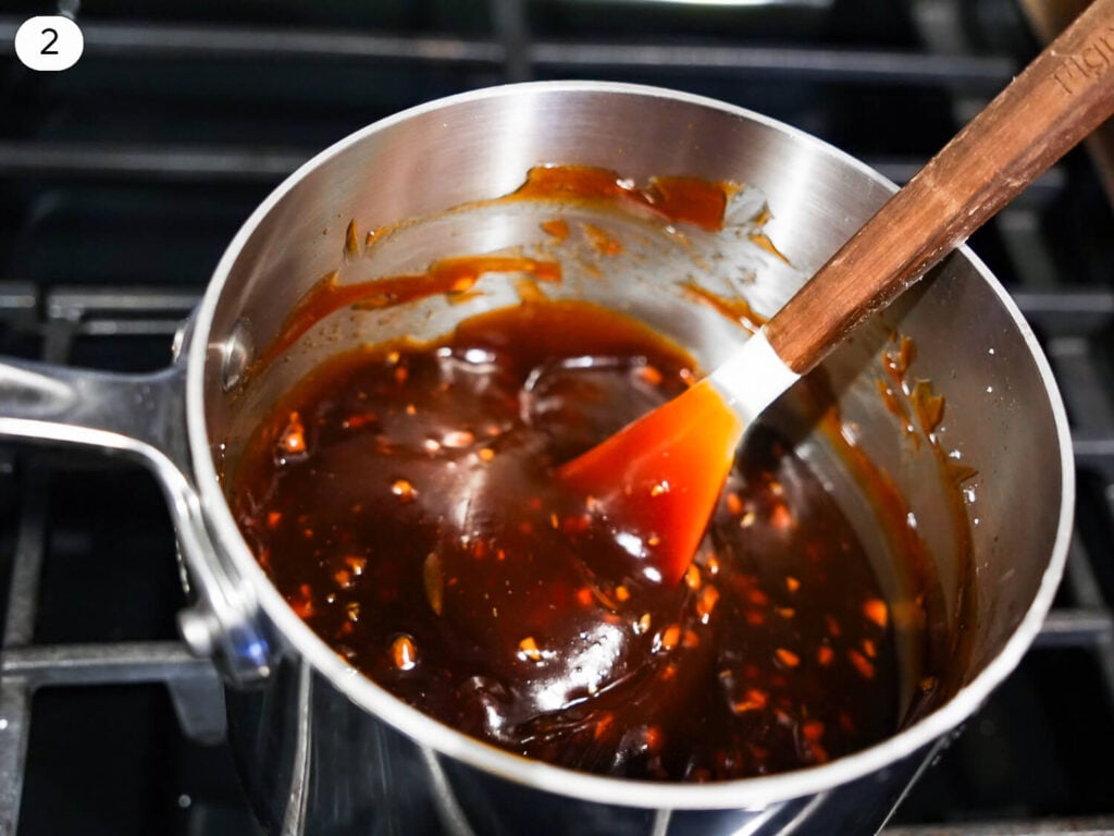 Step two photo of thickened Honey Garlic sauce