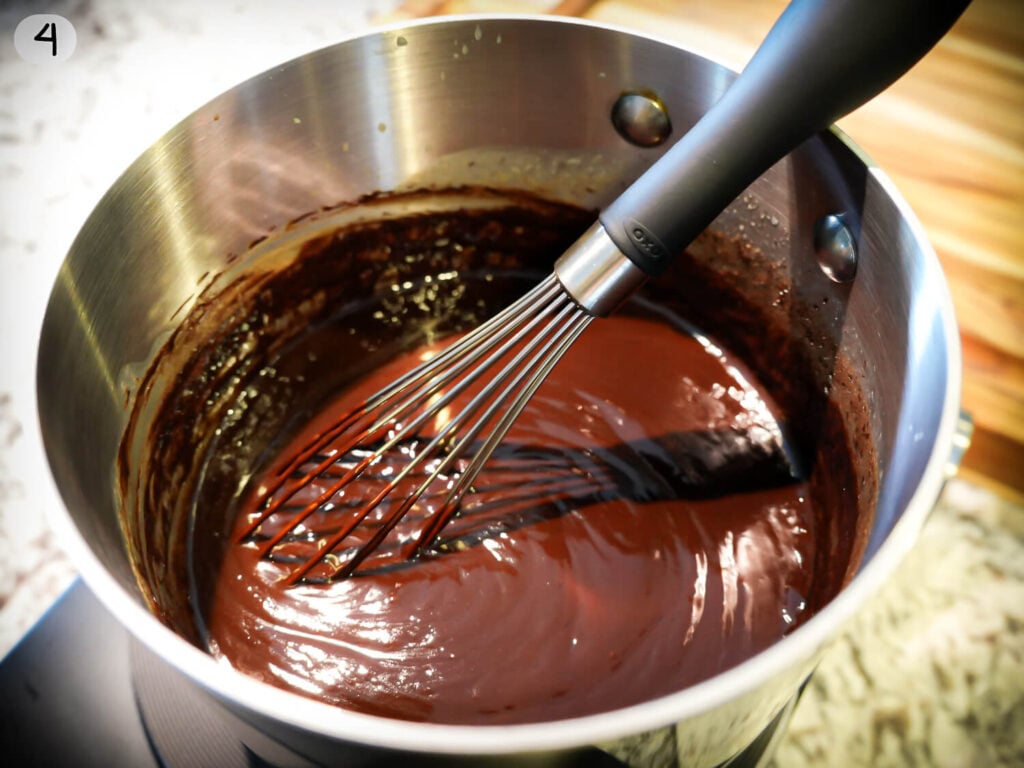 step four photo of melted chocolate the sauce pan
