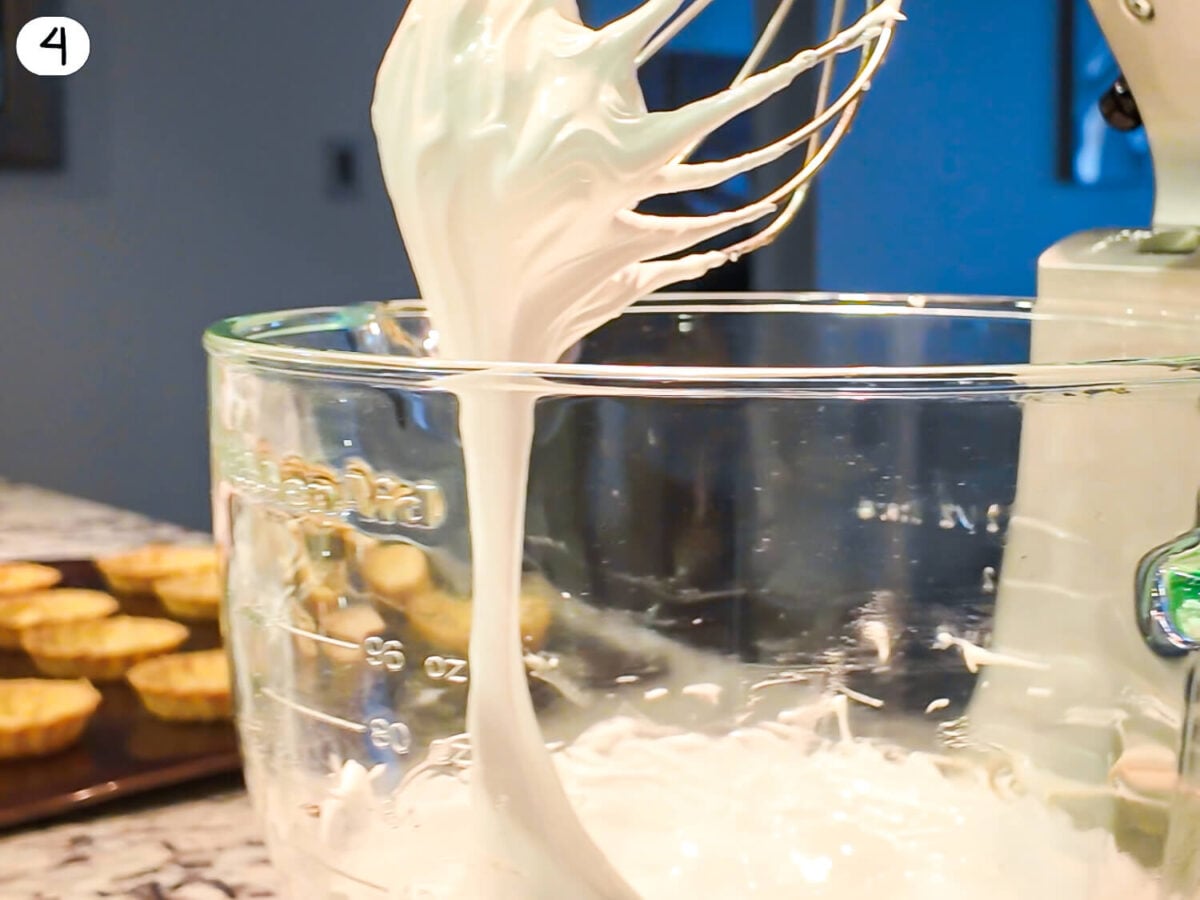 Step four photo of Swiss Meringue after being whisked