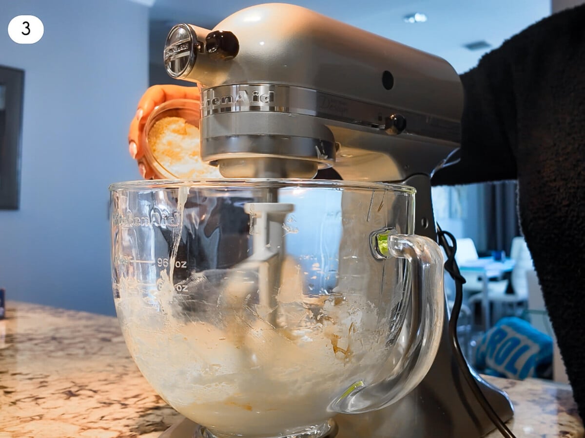 Step three photo of adding flour to mixture