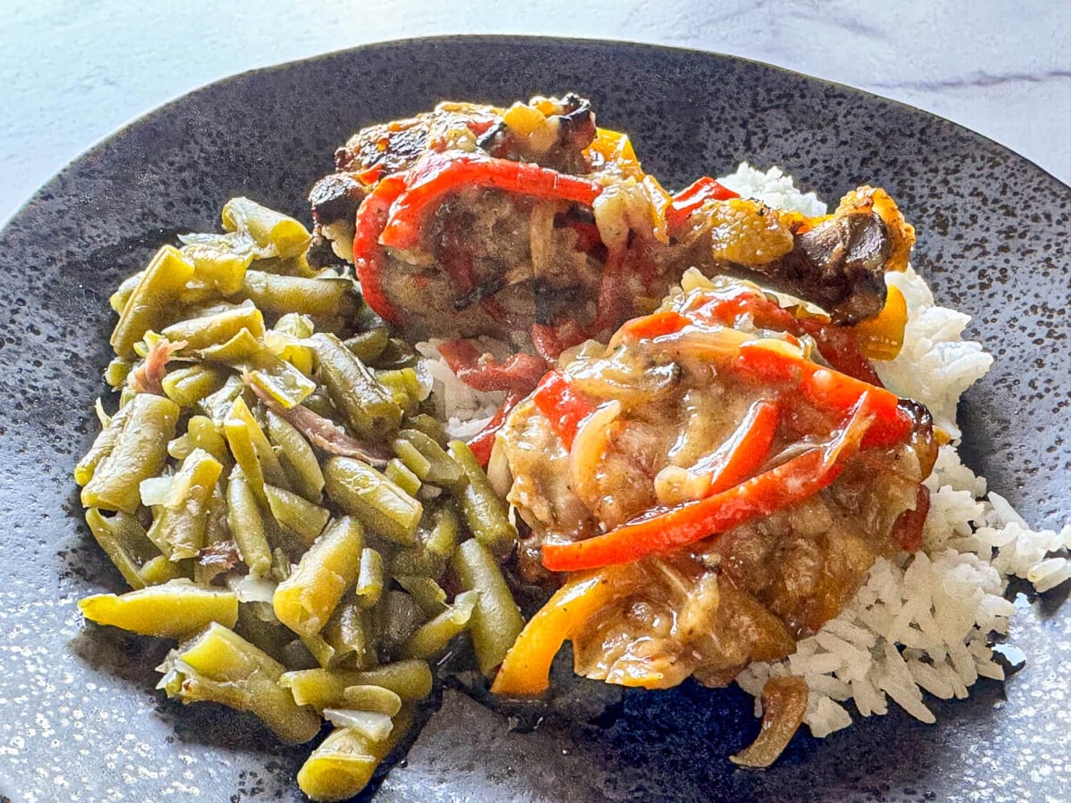photo of Italian Dressing Chicken with rice and green beans