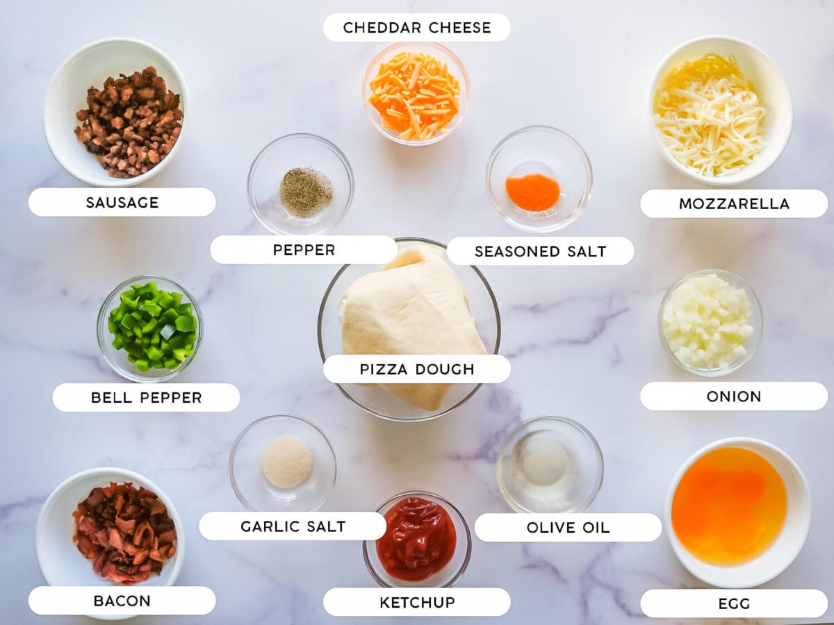 photo of breakfast pizza ingredients