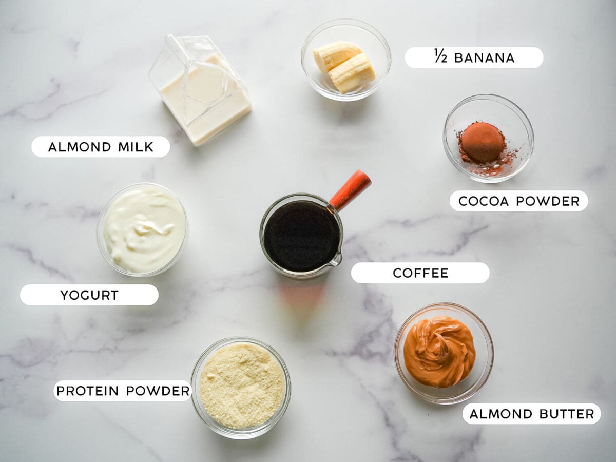 photo of ingredients for a coffee smoothie