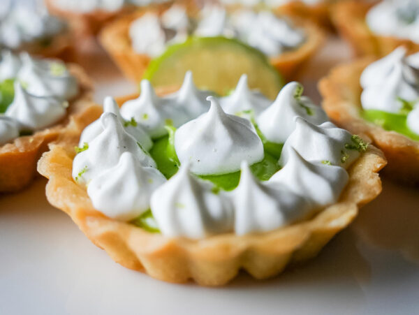 photo of key lime tart with swiss meringue