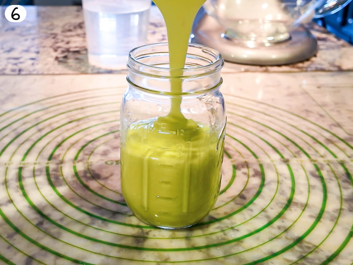 photo of step six of lime curd in a mason jar
