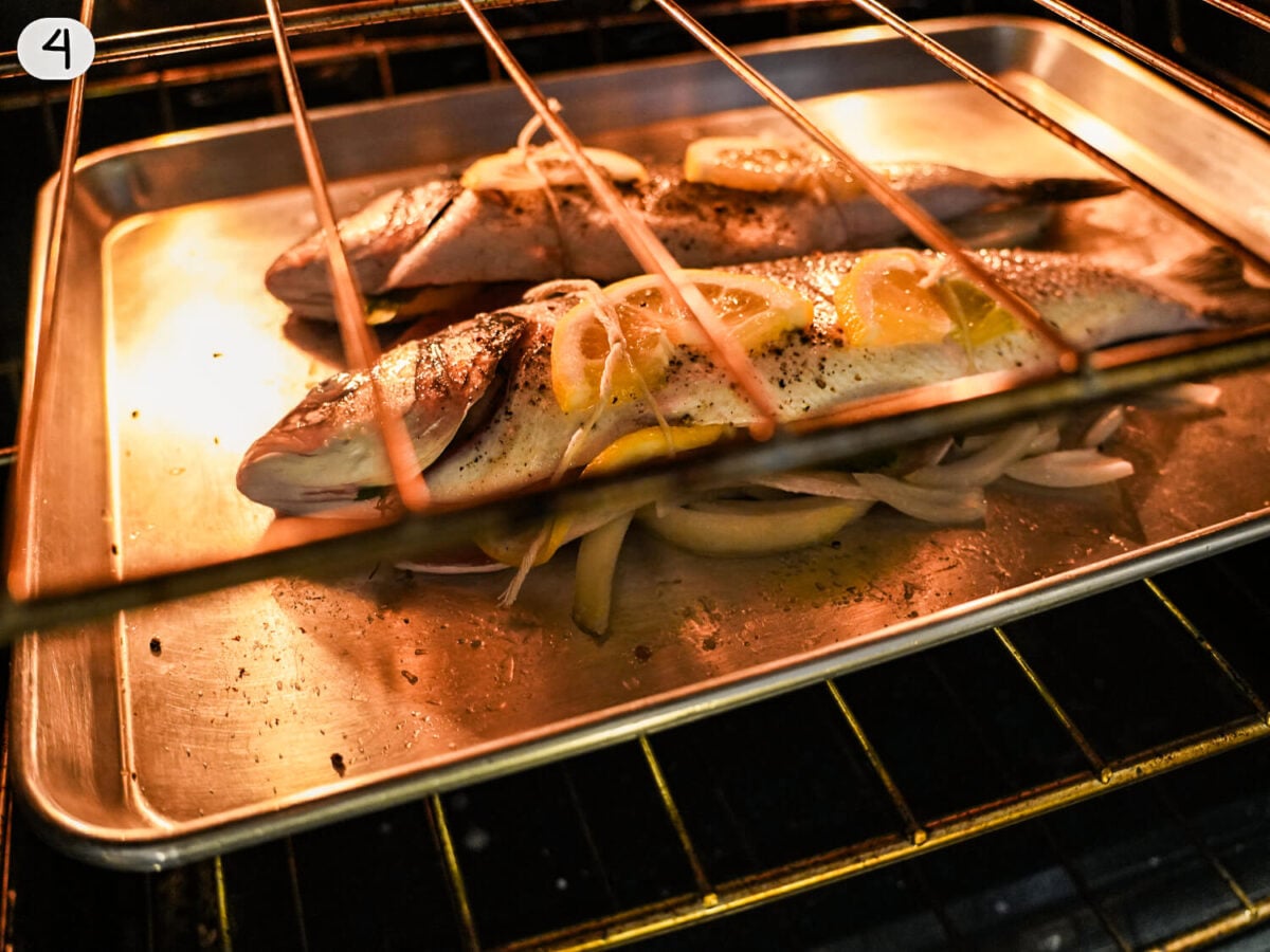 step 4 photo of Roasted Branzino in the oven