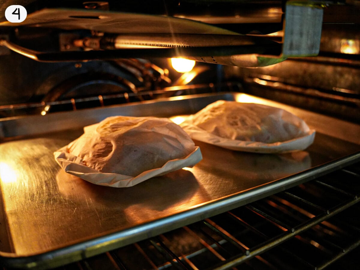 step 4 photo of baking Salmon en Papillote - Salmon in Parchment Paper in the oven