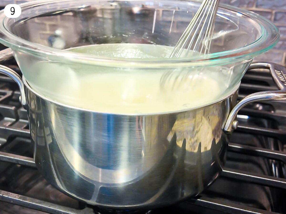 step 9 photo of Making the Swiss Meringue in a double boiler