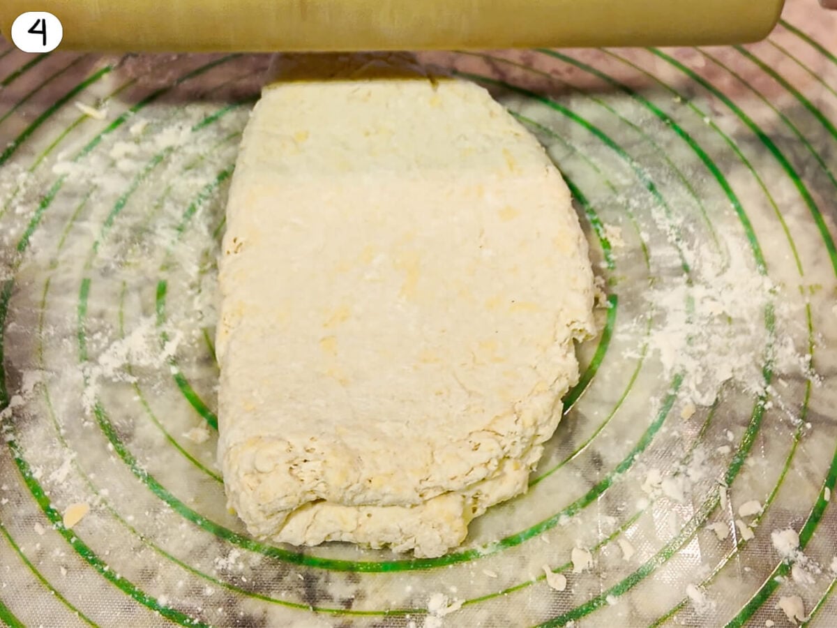 step four photo of dough being prepped and rolled