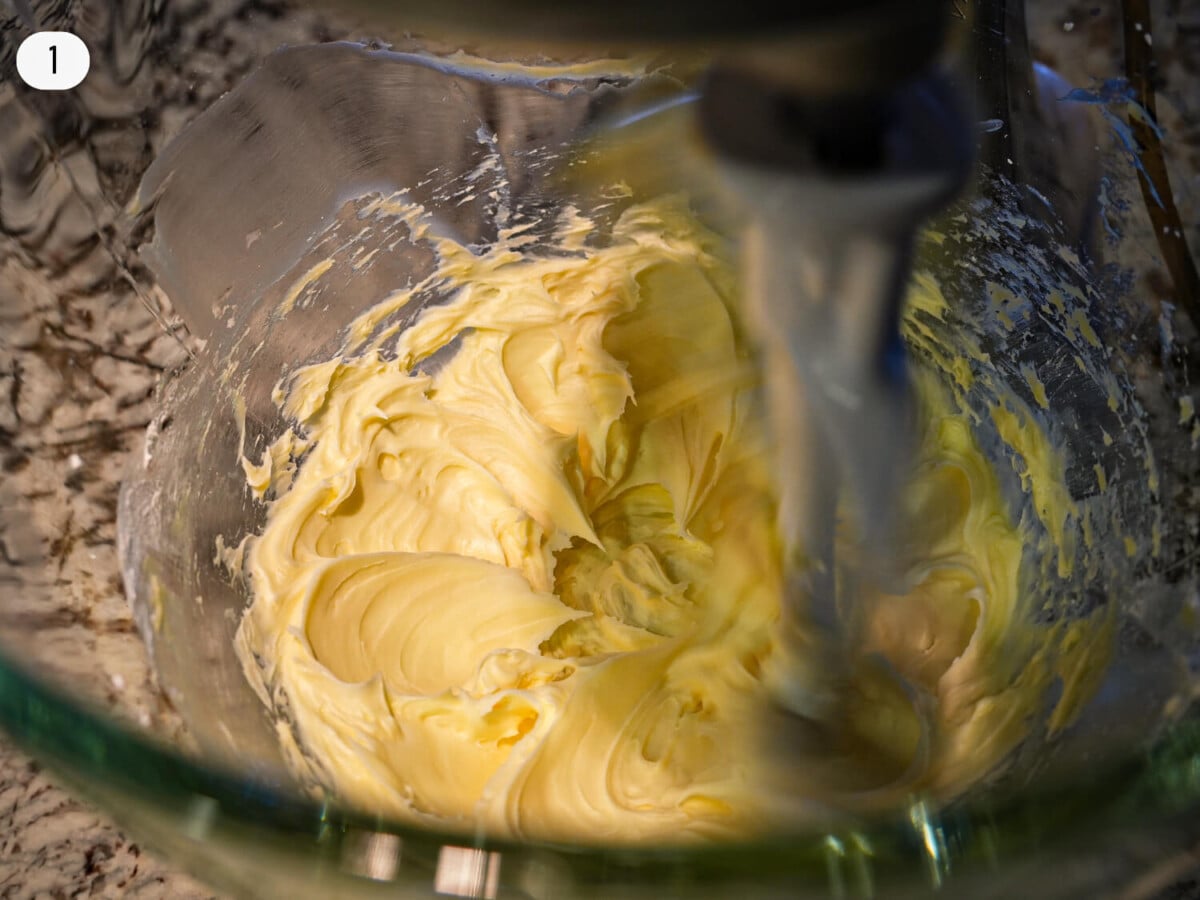 step one photo of creaming butter and sugar