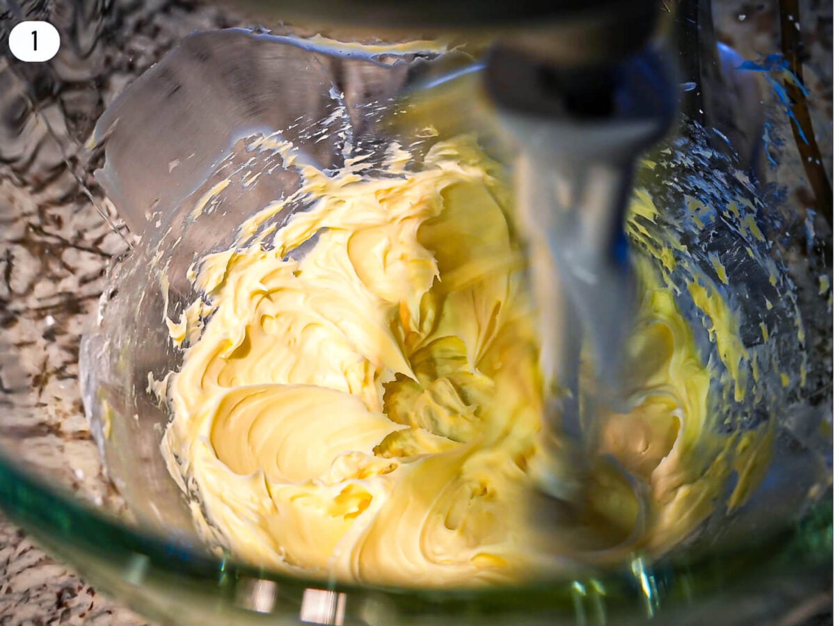 step one photo of mixing butter and sugar
