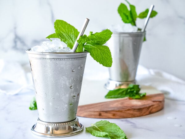HERO photo of 2 Mint Juleps on a marble surface