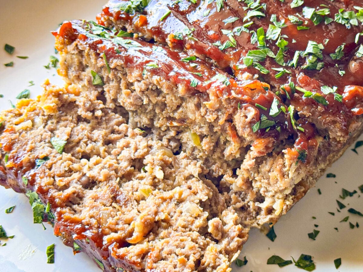 close up photo of cooked meatloaf
