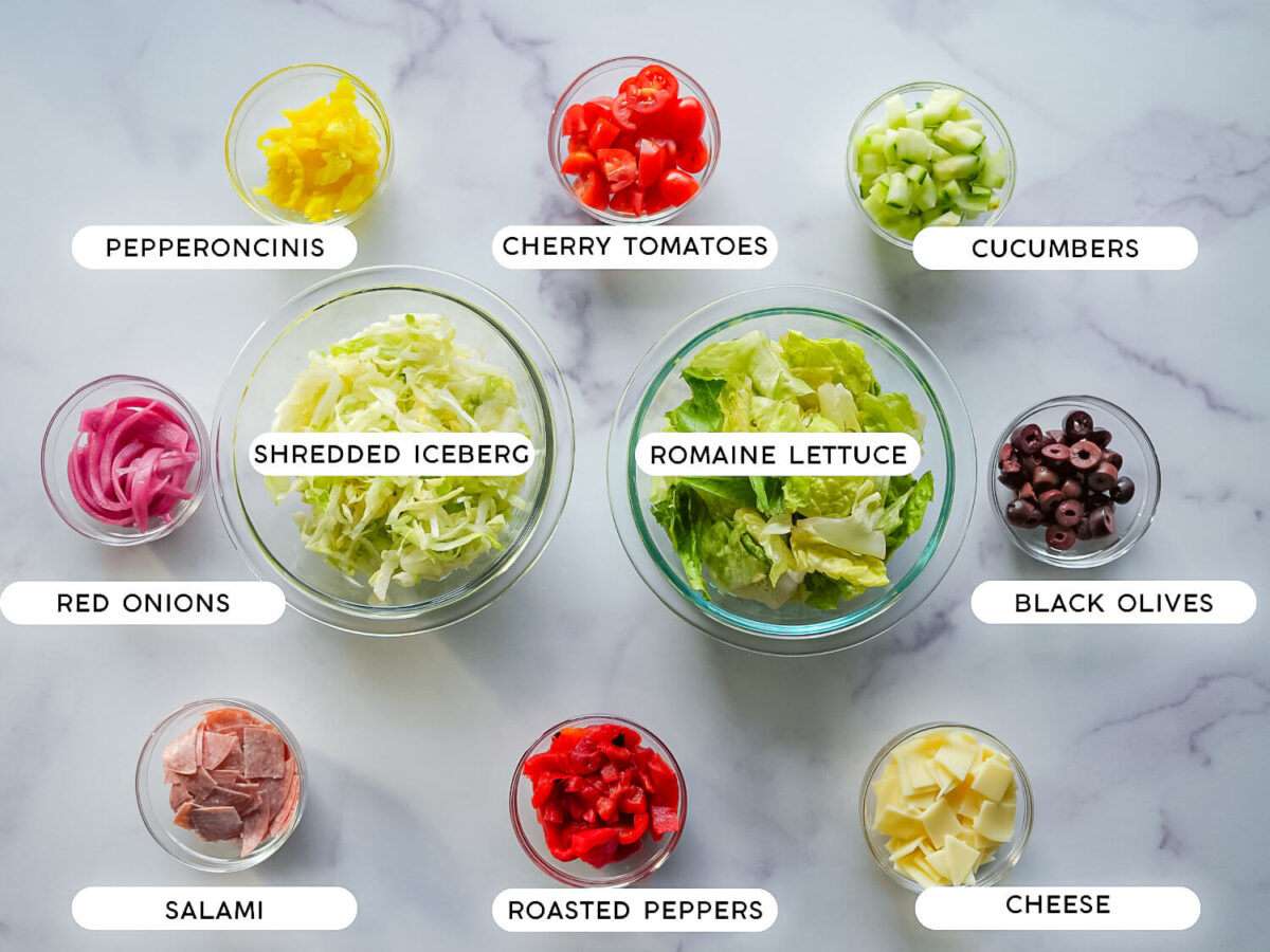 photo of Italian chopped salad ingredients