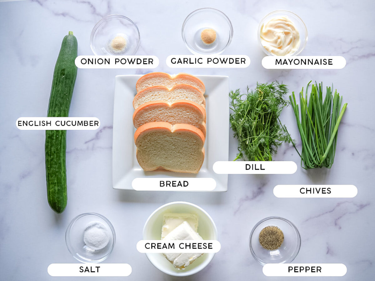 photo of cucumber sandwich ingredients