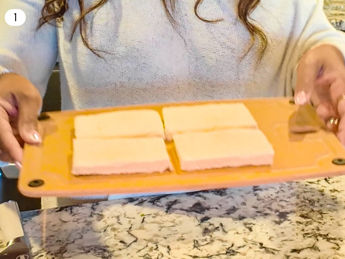step 1 photo of sliced bread on a cutting board