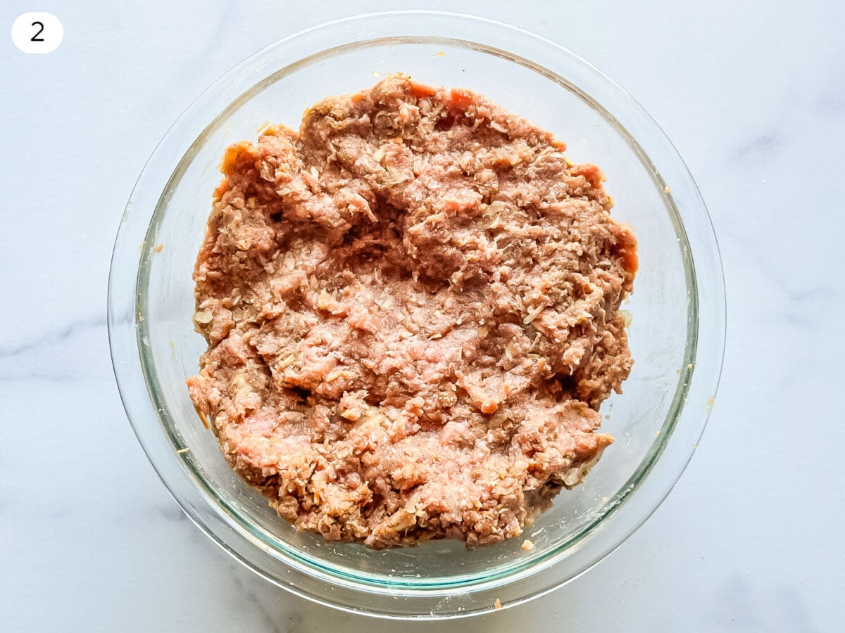 step 2 photo of ingredients mixed in with the ground beef