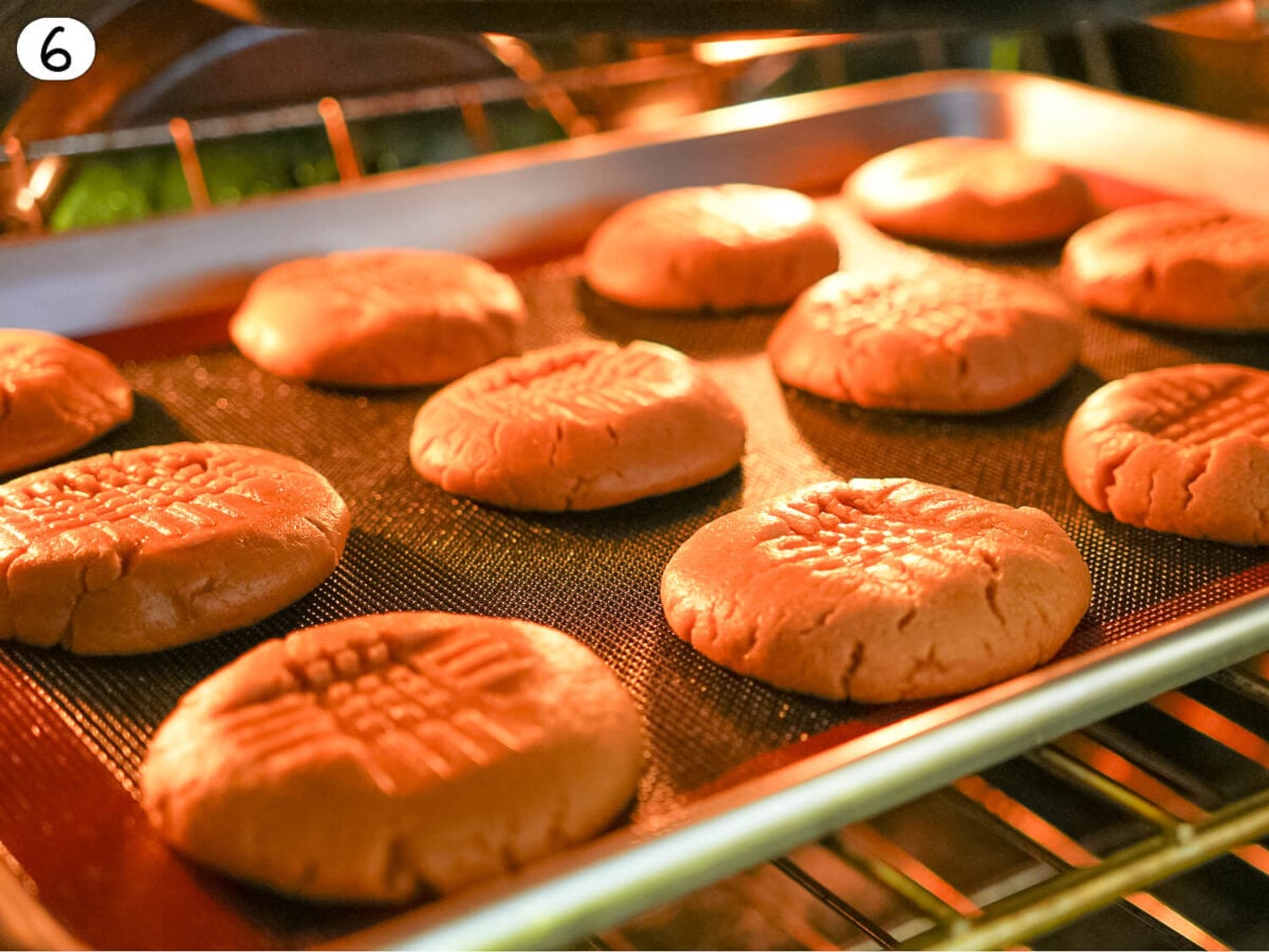 step 6 photo showing cookies baking in the oven
