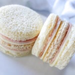top down photo of Ham & Cheese Tea Sandwiches on a plate