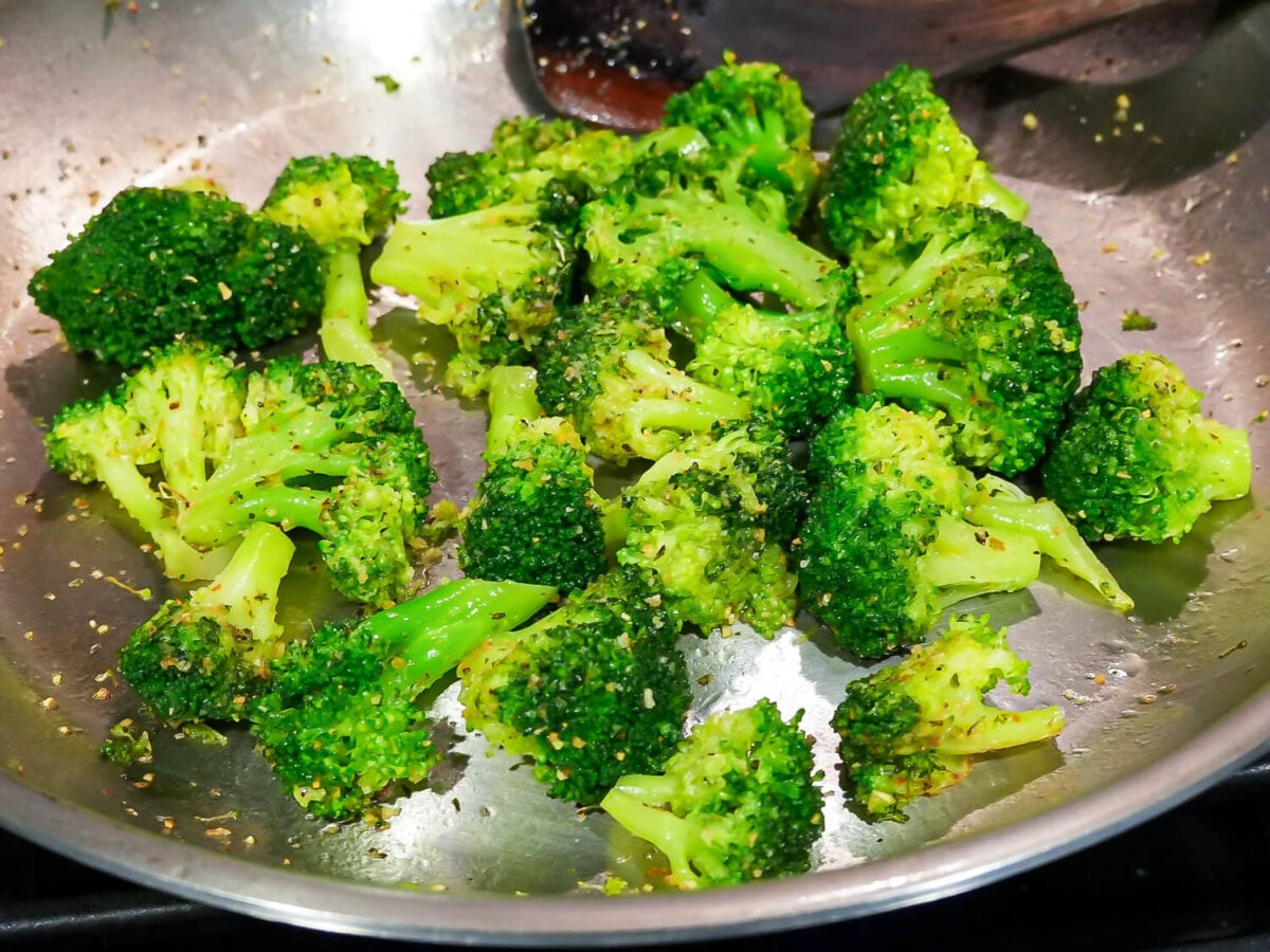 photo of Sautéed Broccoli on a steel pan