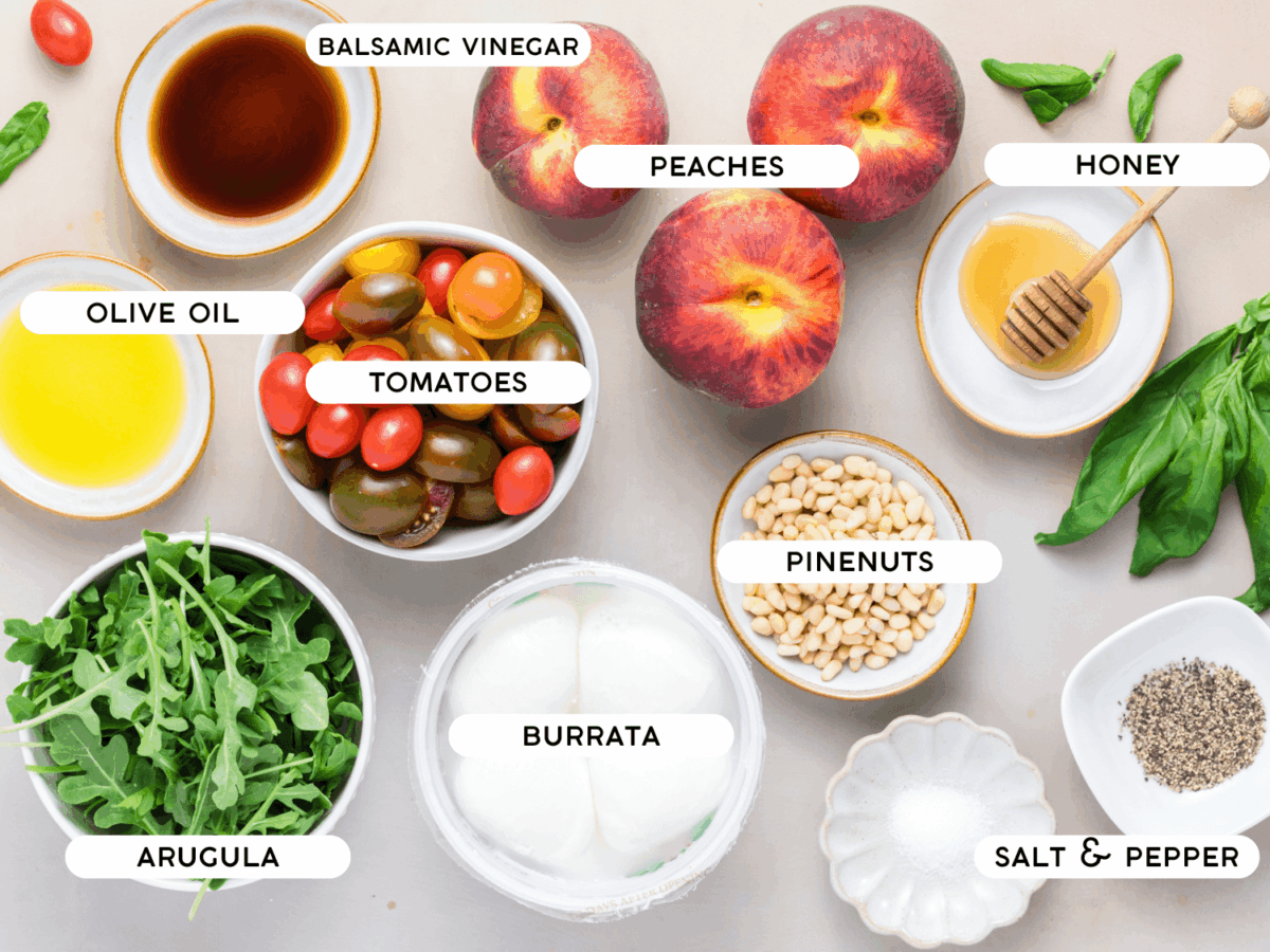photo of peach burrata ingredients