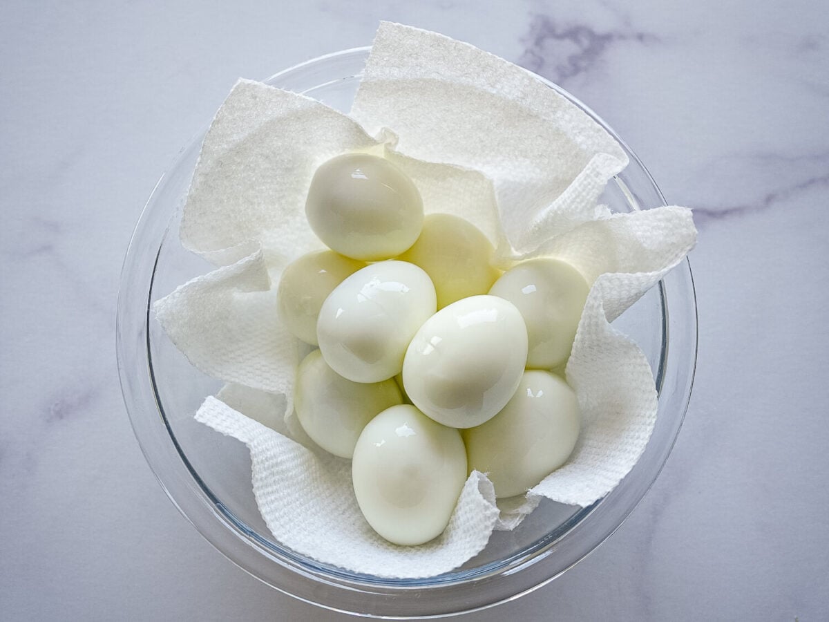 photo of peeled boiled eggs