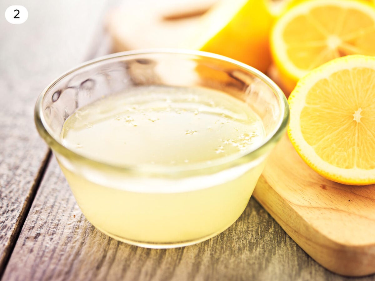 step 2 photo showing fresh squeezed lemon juice