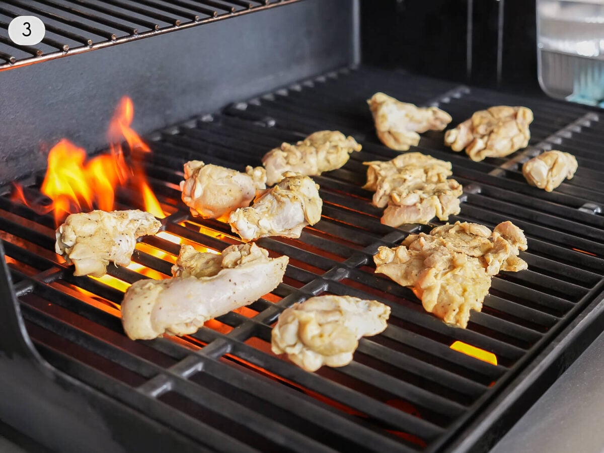 step 3 photo of chicken cooking on the grill