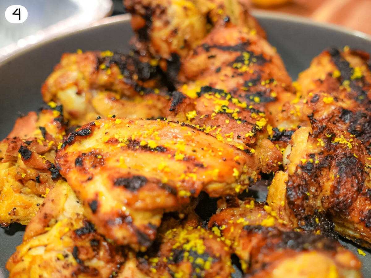 step 4 photo of grilled lemon chicken with lemon zest on top