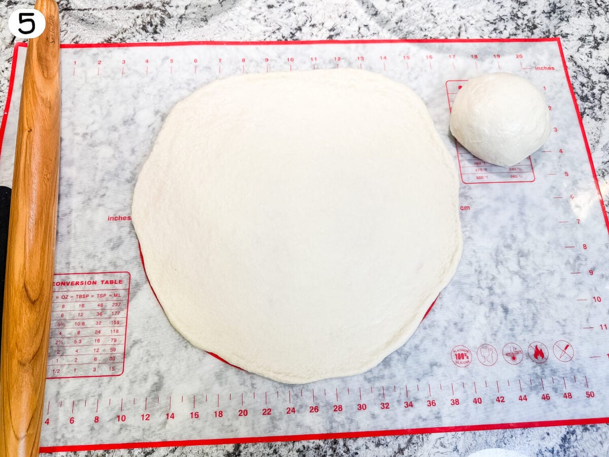 step 5 photo of pizza dough being shaped