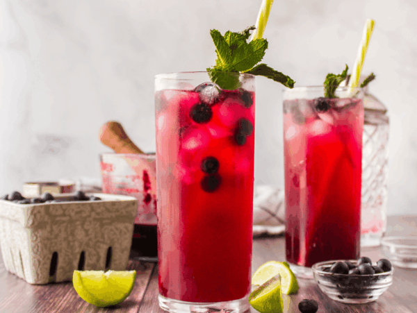 HERO photo of two blueberry mojitos