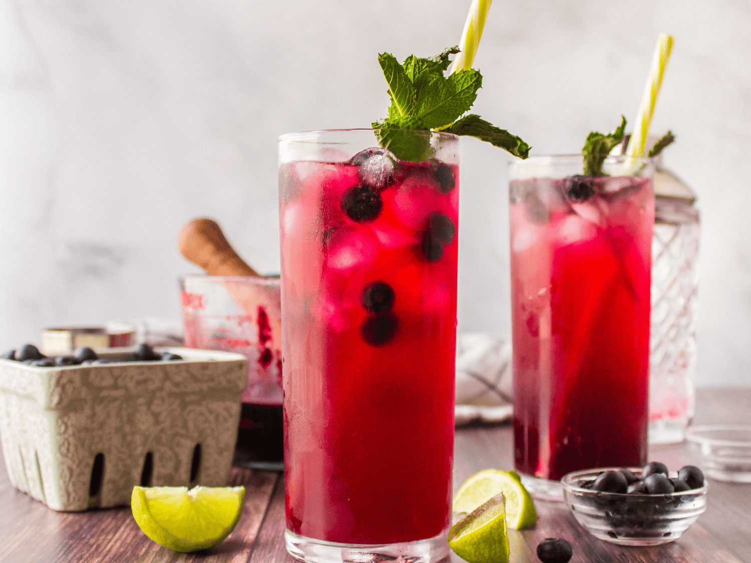 HERO photo of two blueberry mojitos