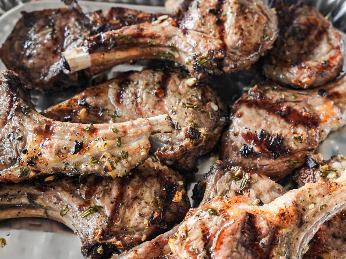 close up photo of grille lamb chops resting
