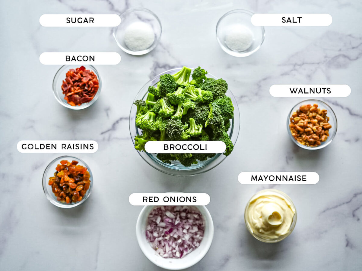 photo of broccoli salad ingredients