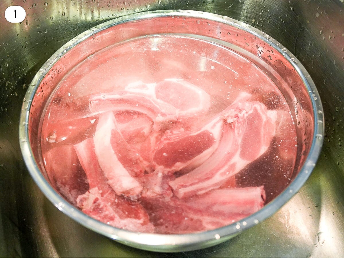 step 1 photo of cleaning lamb chops