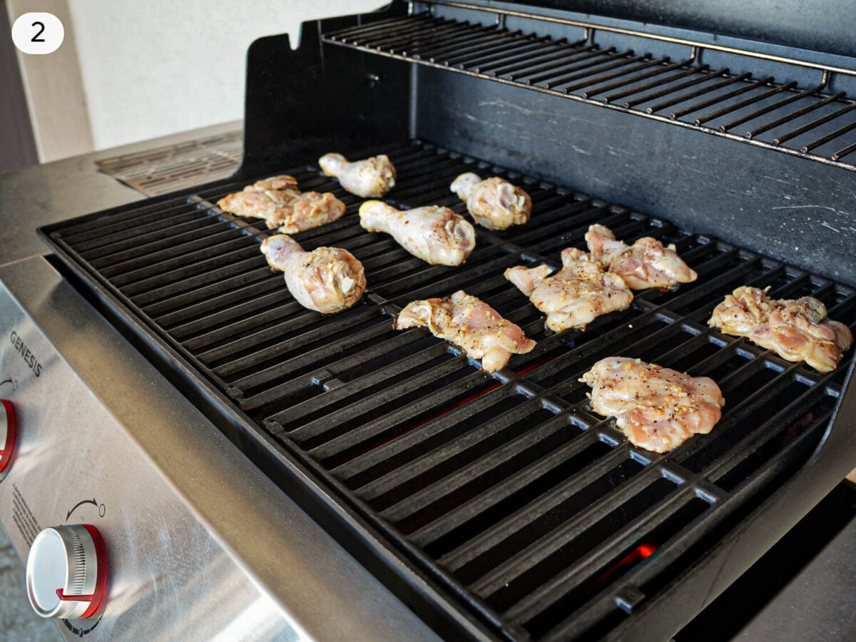 step 2 photo of chicken cooking on the grill