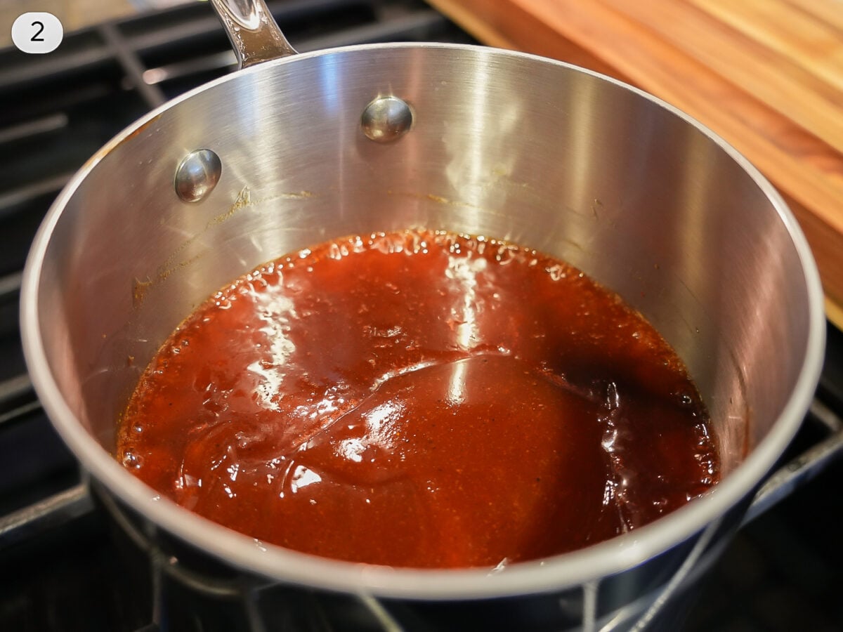 step 2 photo of sauce coming to simmer