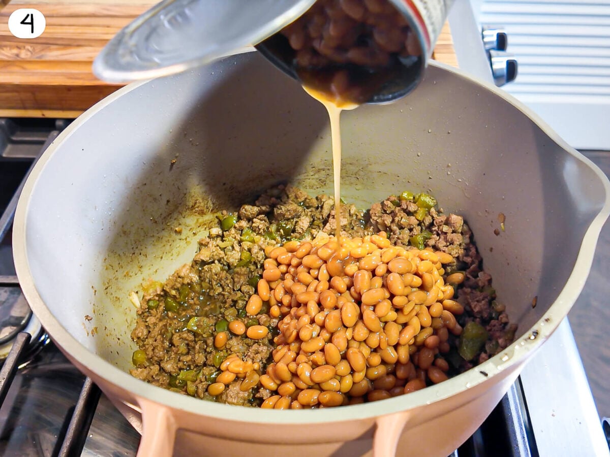step 4 photo of adding beans to the pot