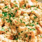 HERO close up photo of shrimp salad with parsley on top