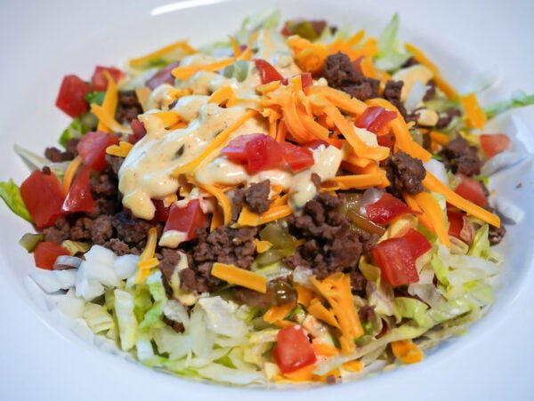HERO of Big Mac Salad in a white bowl